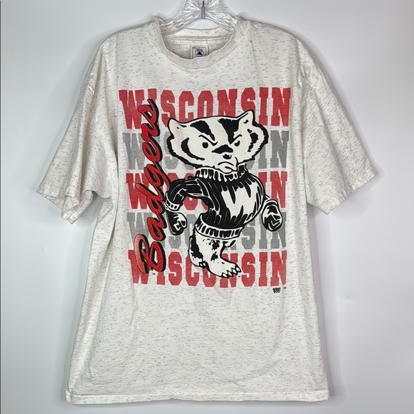 Vintage Delta Wisconsin Badgers Graphic Print Tshirt Size XXL 90s - Picture 1 of 8